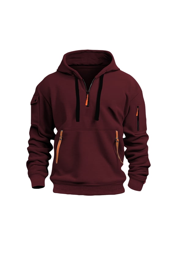 Men’S Sweatshirts Long Sleeve Pullover Patchwork Plaid Jacquard Hoodie Casual Drawstring Hoody Top