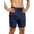 thumbnail image 1 of Men'S Swim Trunks with Compression Liner Stretch Swimming Shorts with Pockets Navy Blue XXL, 1 of 4