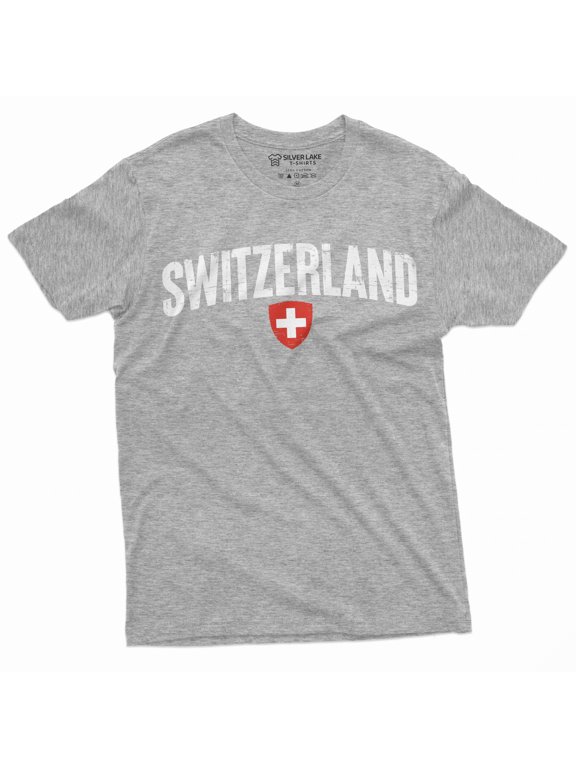 Men'S Switzerland T-Shirt Swiss Confederation Tee Shirt Patriotic Flag Cross Tshirt (Small Grey)