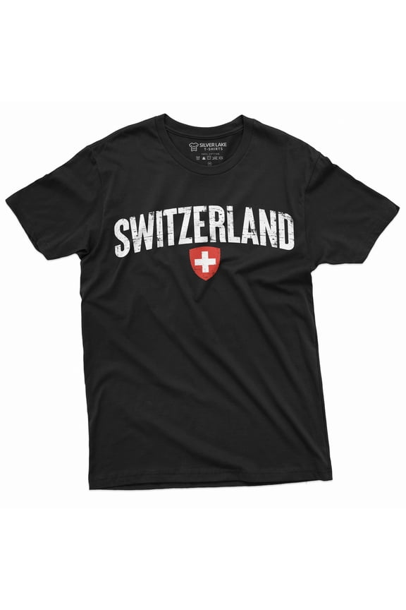 Men'S Switzerland T-Shirt Swiss Confederation Tee Shirt Patriotic Flag Cross Tshirt