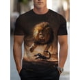 thumbnail image 1 of Men'S T-Shirt Featuring a Lion And Scorpion Design - Made from Soft, This Regular Fit Short Sleeve Round Neck Top Is Perfect for Casual Summer Outings, Including Dining And Everyday Use, Plus Size, 1 of 6
