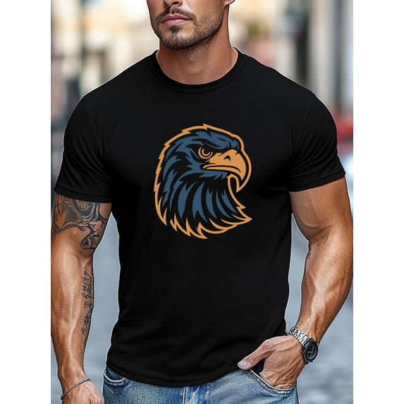 Men'S T-Shirt Men'S Eagle Head Pattern Summer Casual Round Neck Short Sleeve T-Shirt