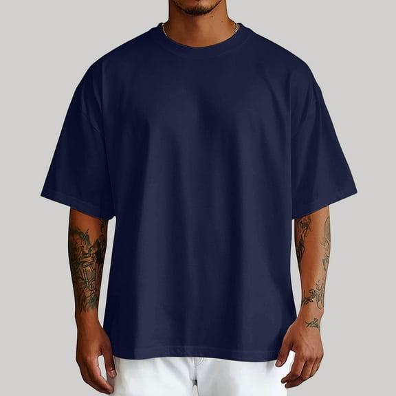 Men'S T Shirt Short Sleeve Crew Neck T-Shirt Casual Summer Classic Basic Tee Shirts BU2 XXXL