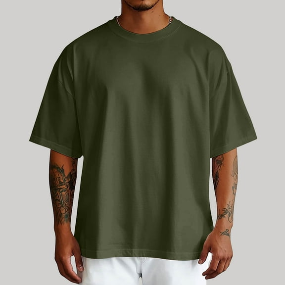 Men'S T Shirt Short Sleeve Crew Neck T-Shirt Casual Summer Classic Basic Tee Shirts GN3 XXXL