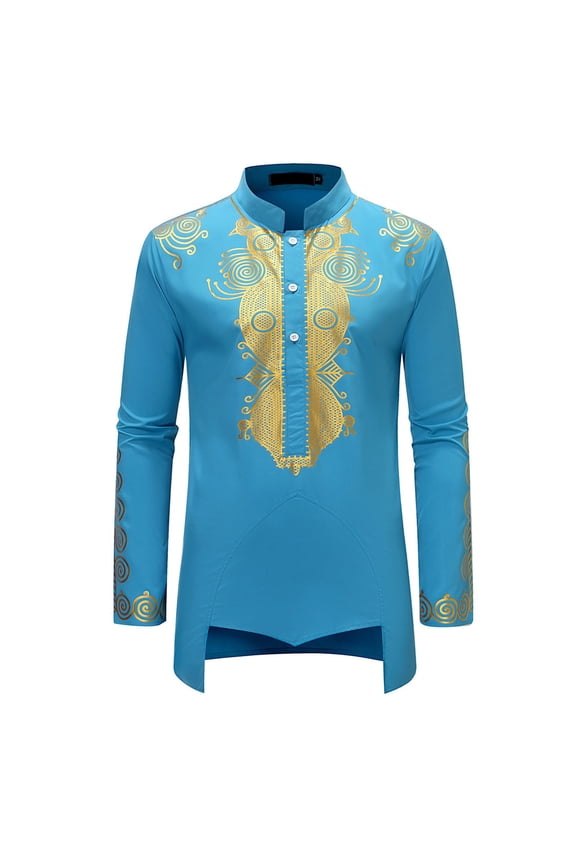 Men'S T Shirts Abaya Thobe Arabic Longline Henley Kaftan Gown Shirts Muslim Kaftan Thobe Sky Blue 2XL