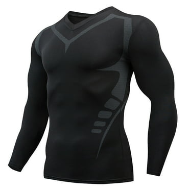 Mens Fitness Long Sleeve Running Sports T Shirt Men Thermal Muscle Gym ...