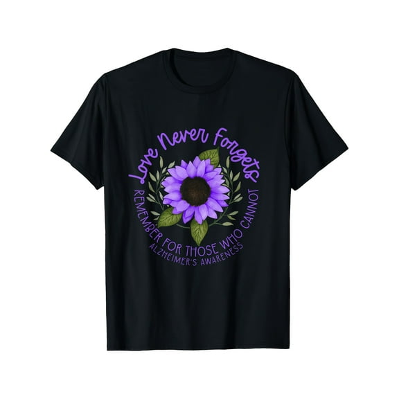 Men'S T-shirt 220g 100% Cotton -Alzheimer Awareness Tee for Men and Women Purple sunflower T-Shirt