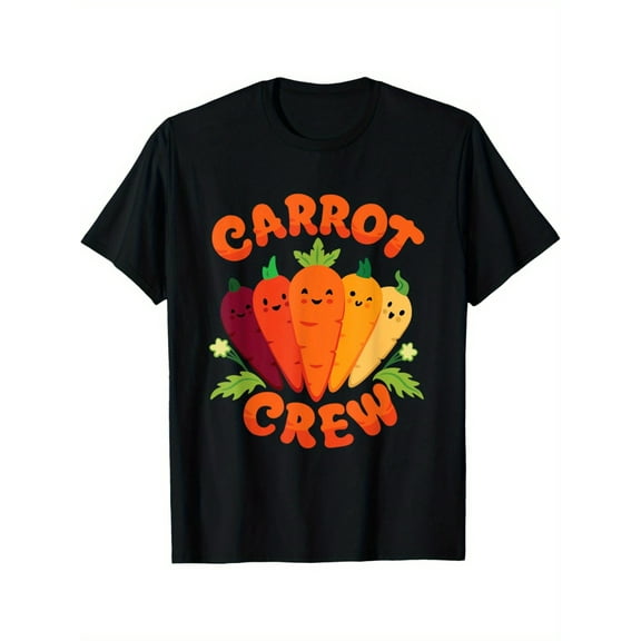 Men'S T-shirt 220g 100% Cotton -Carrot Crew - Cute Funny Juice Love Rainbow Veggie Root Food T-Shirt