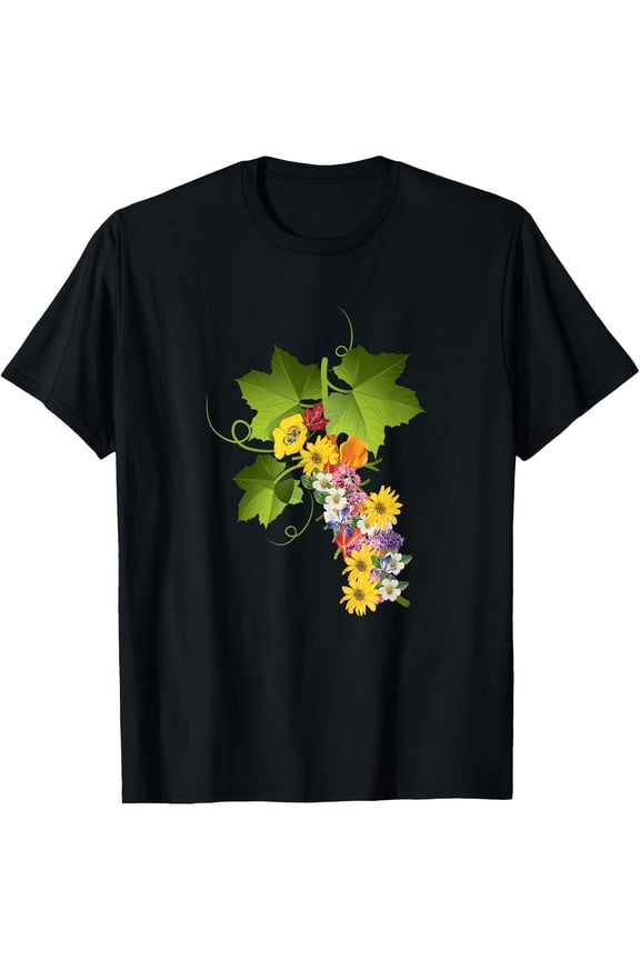 Men'S T-shirt 220g 100% Cotton -Grapes With Flower Blossom Apparel Grape Lover And Winerie T-Shirt