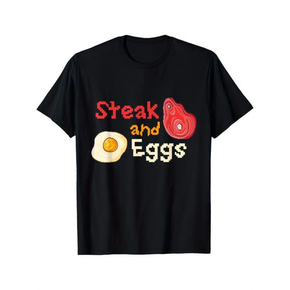Men'S T-shirt 220g 100% Cotton - Steak And Eggs Meat Beef Steak T-Shirt