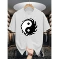 thumbnail image 1 of Men'S Taiji Yin Yang Pattern T-shirt Fiber Casual round Neck Short Sleeves Black and White Design Summer Top Breathable, Comfortable Fit Suitable for Daily Wear, 1 of 6