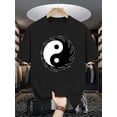 thumbnail image 1 of Men'S Taiji Yin Yang Pattern T-shirt Fiber Casual round Neck Short Sleeves Black and White Design Summer Top Breathable, Comfortable Fit Suitable for Daily Wear, 1 of 6