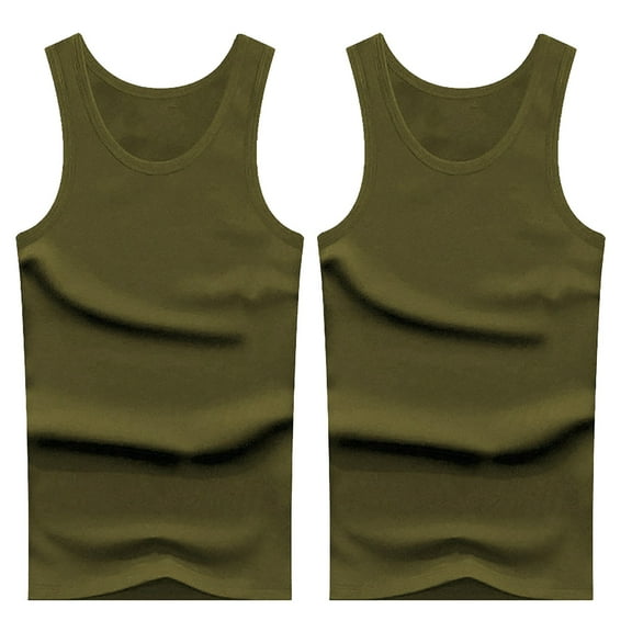 Men'S Tank Tops Elastic Solid Color Round Neck Cotton Slim Fit Sleeveless Spring Summer Vest T Shirts Daily-Wear