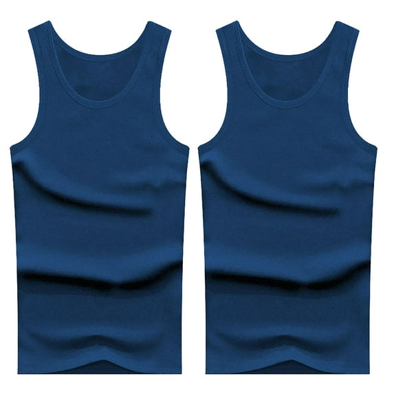 Men'S Tank Tops Elastic Solid Color Round Neck Cotton Slim Fit Sleeveless Spring Summer Vest Tshirts Activewear