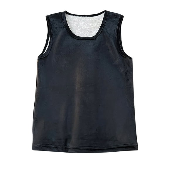 Men'S Tank Tops Solid Color Under Padded And Thickened Warmth Within The Shoulders Bottoming Vest T Shirts Daily-Wear,Black,L