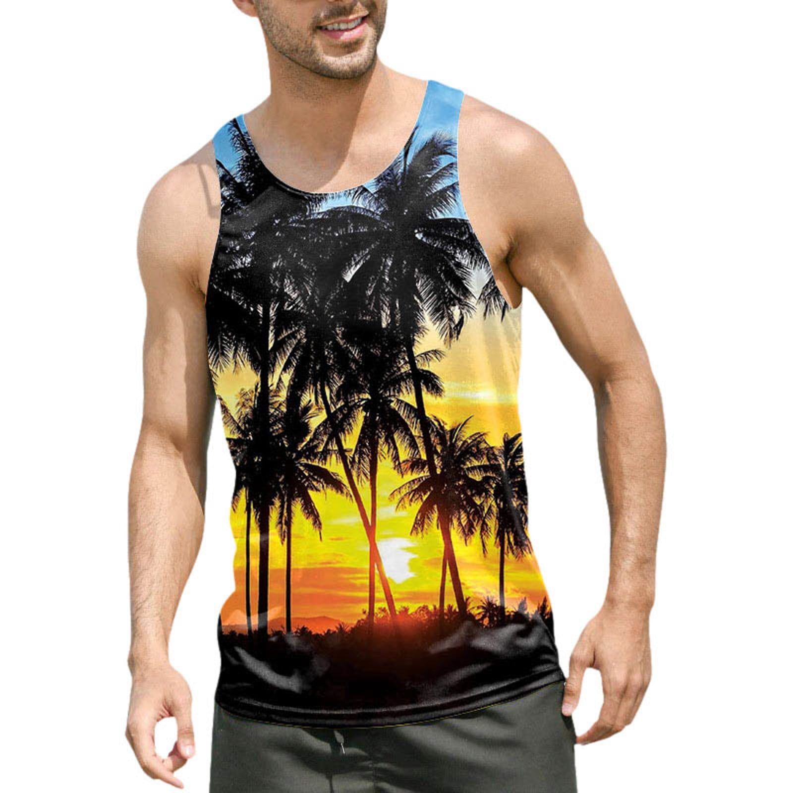 Men'S Tank Undershirts Mens Summer Vacation Beach Hawaii 3D Printed