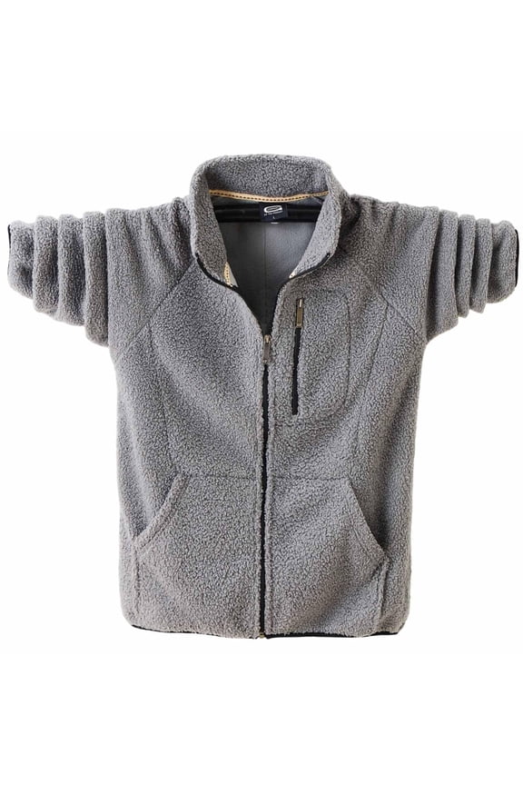 Men'S Teddy Fleece Sweatshirts Full Zip Mock Neck Jacket With Chest Pockets Fuzzy Sherpa Lined Winter Warm Jackets