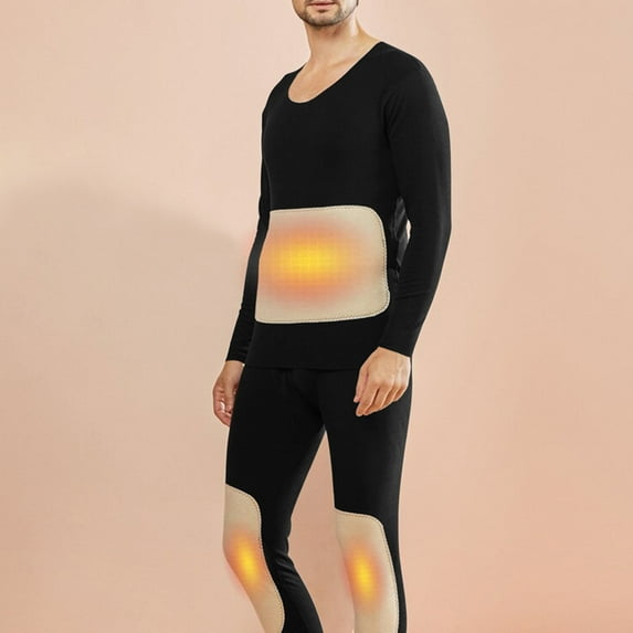 Men'S Thermal Underwear Sets Velvet Thick Warm Silk Patch Rong Long Pants And Long Sleeves Underwear Sets Black L