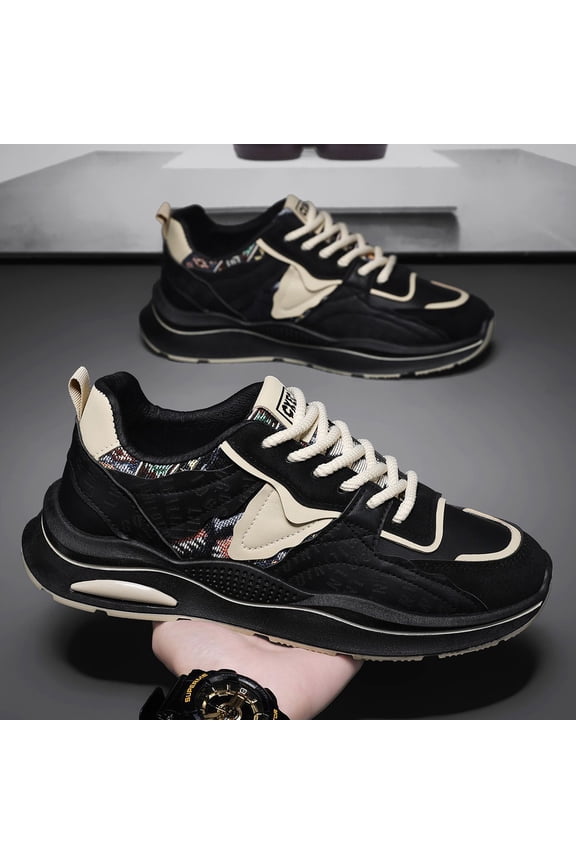 Men'S Thick-Soled Elevated Sneakers - Chunky Platform Shoes with Cushioned EVA Insole & Arch Support, Low-Top Lace-Up Design, Arch Support & Non-Slip Rubber Sole - All-Season Casual & Athletic Footwe