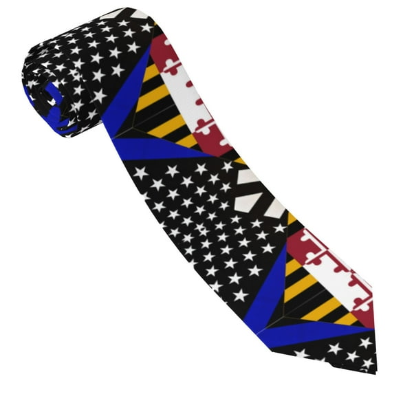 Men'S Thin Blue Line Maryland Flag Fashion Business Wedding Neckties Ties