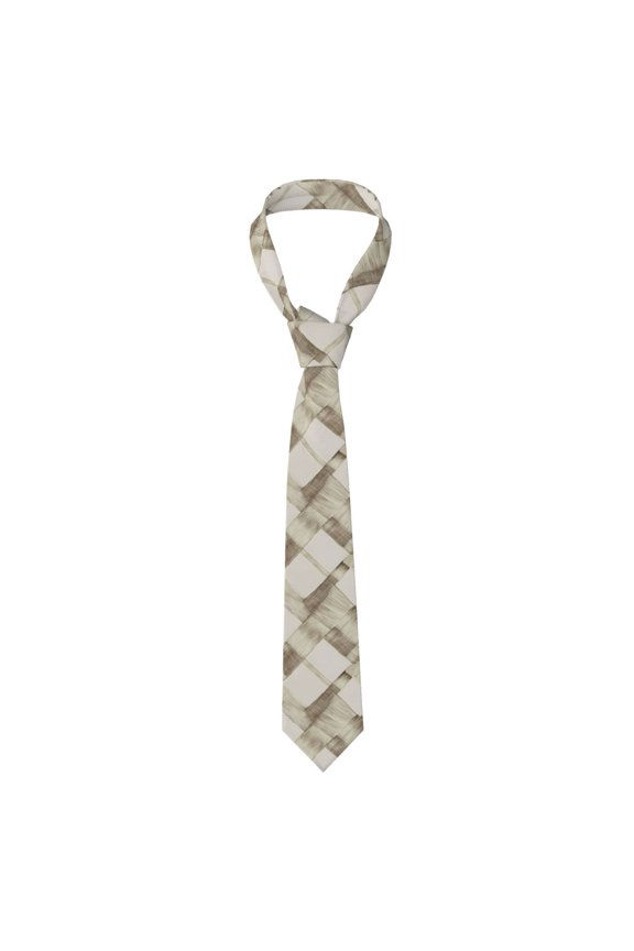 Men'S Tie 4.73.1in Is Not Easy To Deform And Fade Anti-Drift Button Design Is Easy To Take Care Of For Work Travel Daily Business Beige Checked Hand-Drawn Sketch_3
