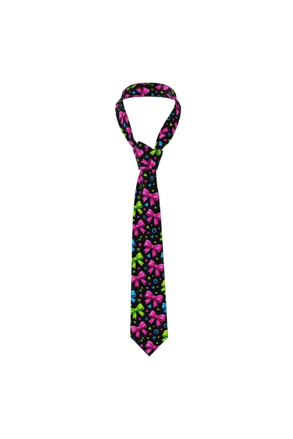 Men'S Tie 4.73.1in Is Not Easy To Deform And Fade Anti-Drift Button Design Is Easy To Take Care Of For Work Travel Daily Business Bold Neon Contemporary Ribbon Bow Pattern