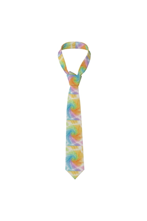 Men'S Tie 4.73.1in Is Not Easy To Deform And Fade Anti-Drift Button Design Is Easy To Take Care Of For Work Travel Daily Business Lightgreen Tie Dye Background Rainbow Colors