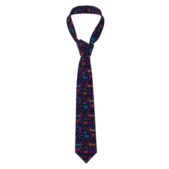 Men'S Tie 4.7×3.1in Is Not Easy To Deform And Fade Anti-Drift Button Design Is Easy To Take Care Of For Work Travel Daily Business Neon Party Axolotls - 80s Synthwave