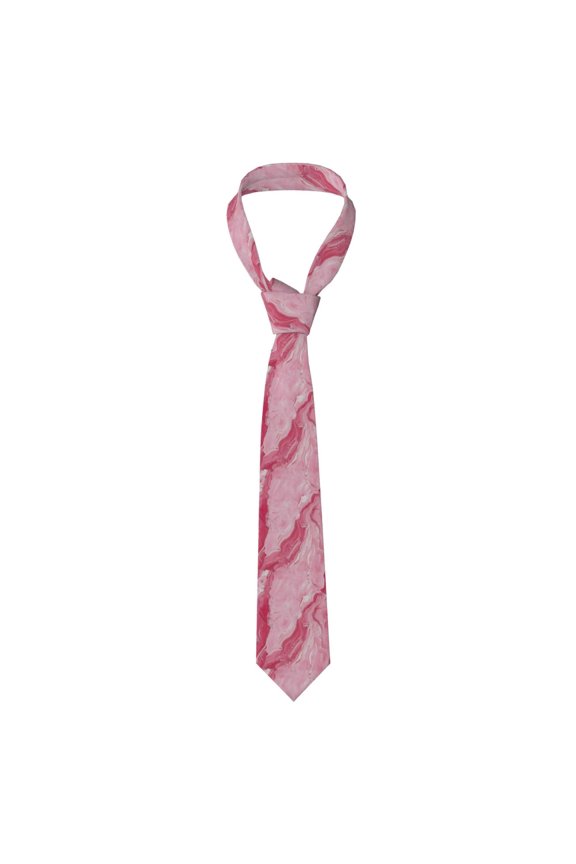 Men'S Tie 4.73.1in Is Not Easy To Deform And Fade Anti-Drift Button Design Is Easy To Take Care Of For Work Travel Daily Business Pink Marble_21256_4