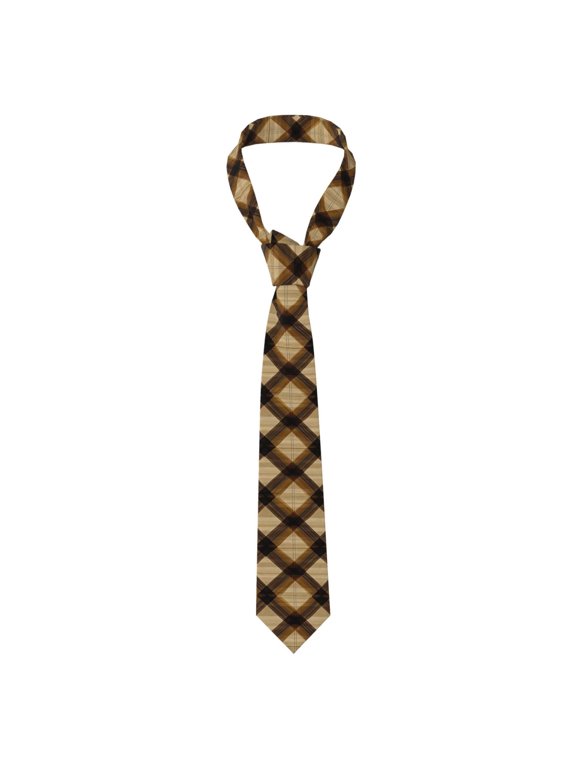 Men'S Tie 4.73.1in Is Not Easy To Deform And Fade Anti-Drift Button Design Is Easy To Take Care Of For Work Travel Daily Business Plaid Fall Camo Brown_2