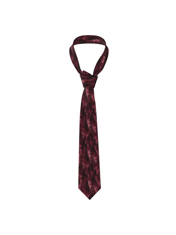 Men'S Tie 4.73.1in Is Not Easy To Deform And Fade Anti-Drift Button Design Is Easy To Take Care Of For Work Travel Daily Business Realistic Forests Camouflage Pattern Conifer Maroon_3