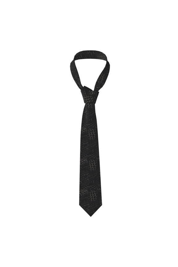 Men'S Tie 4.73.1in Is Not Easy To Deform And Fade Anti-Drift Button Design Is Easy To Take Care Of For Work Travel Daily Business Snake Skin Print Style On The Backgroud Of Darkgray_3