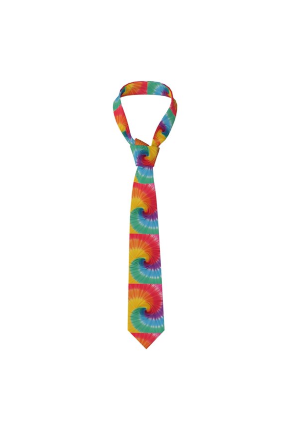 Men'S Tie 4.73.1in Is Not Easy To Deform And Fade Anti-Drift Button Design Is Easy To Take Care Of For Work Travel Daily Business Tie-Dye Pattern Rainbow Colors (3)