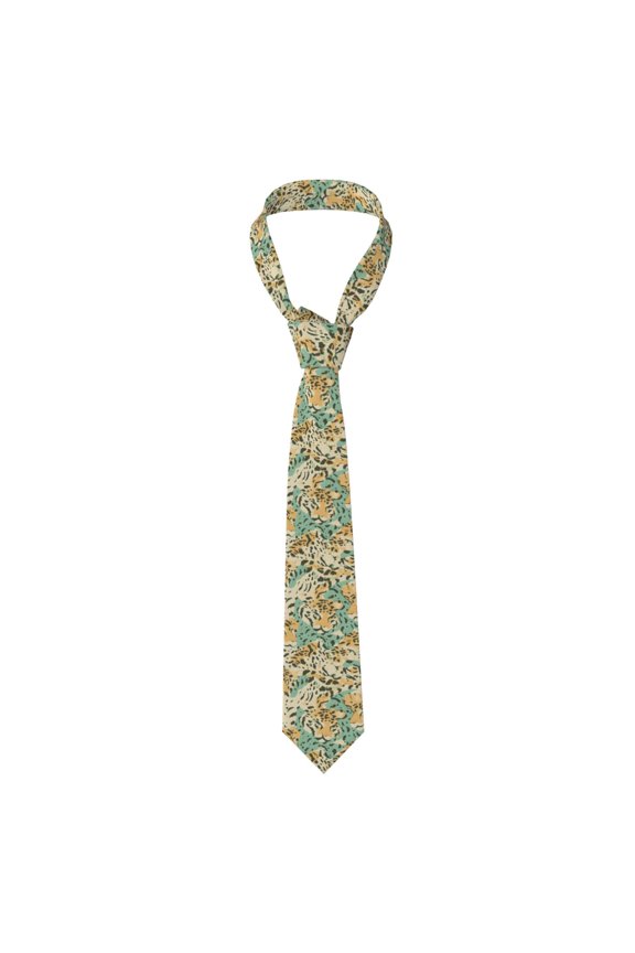 Men'S Tie 4.73.1in Is Not Easy To Deform And Fade Anti-Drift Button Design Is Easy To Take Care Of For Work Travel Daily Business Tiger Skin Print Style Lightgreen_2