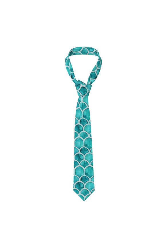 Men'S Tie 4.73.1in Is Not Easy To Deform And Fade Anti-Drift Button Design Is Easy To Take Care Of For Work Travel Daily Business Turquoise Moroccan Trellis Hand-Drawn Sketch_2
