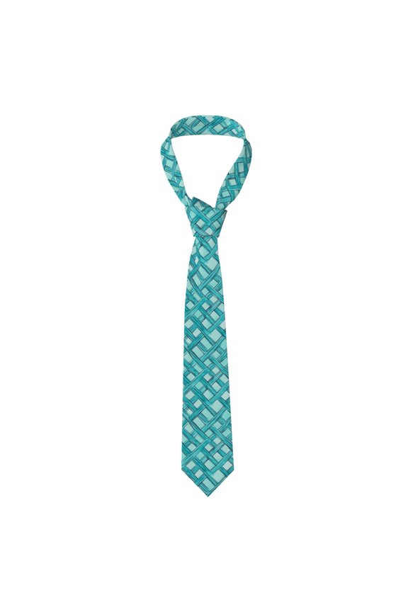 Men'S Tie 4.73.1in Is Not Easy To Deform And Fade Anti-Drift Button Design Is Easy To Take Care Of For Work Travel Daily Business Turquoise Moroccan Trellis Hand-Drawn Sketch_62922_2