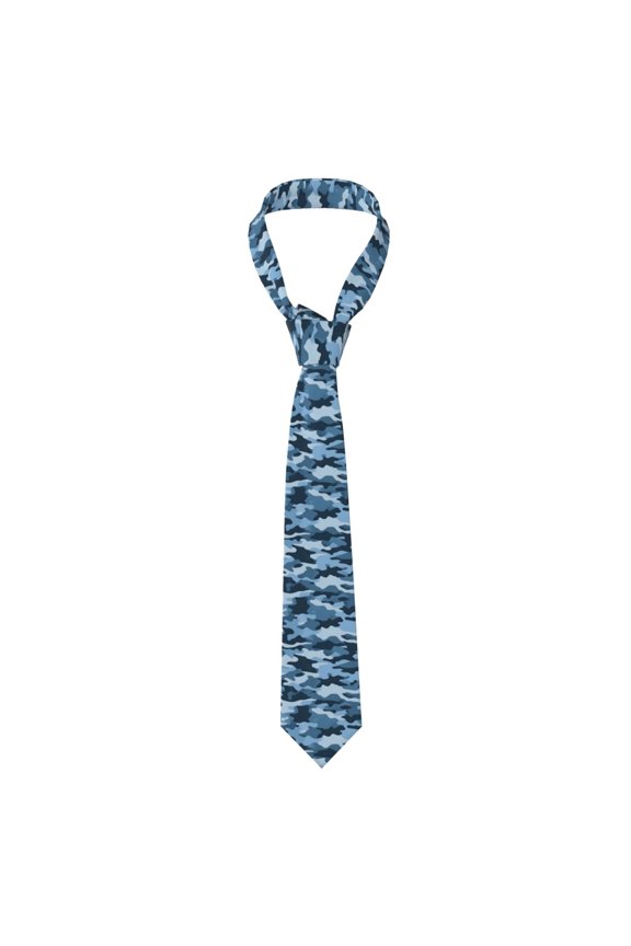 Men'S Tie 4.73.1in Is Not Easy To Deform And Fade Anti-Drift Button Design Is Easy To Take Care Of For Work Travel Daily Business Vector Camouflage Pattern Blue_3