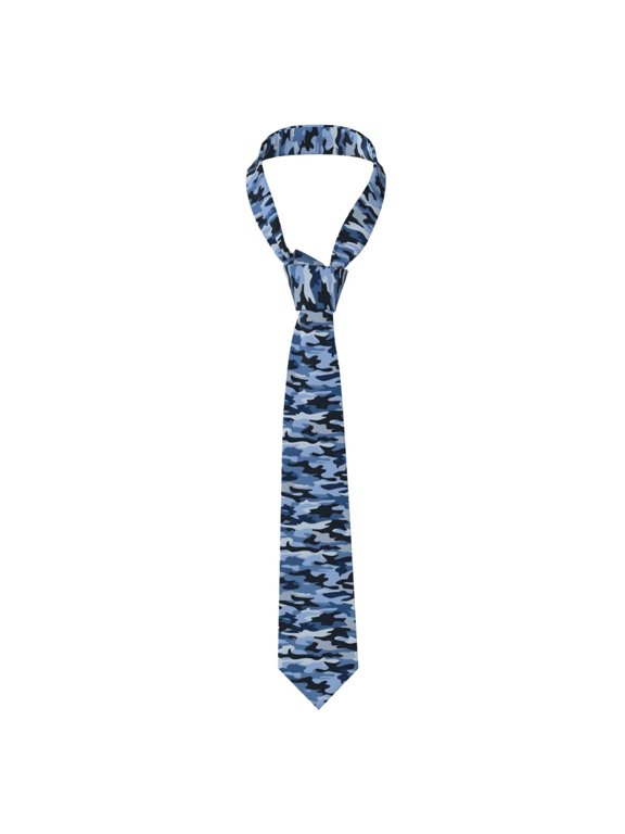Men'S Tie 4.73.1in Is Not Easy To Deform And Fade Anti-Drift Button Design Is Easy To Take Care Of For Work Travel Daily Business Vector Camouflage Pattern Blue_4