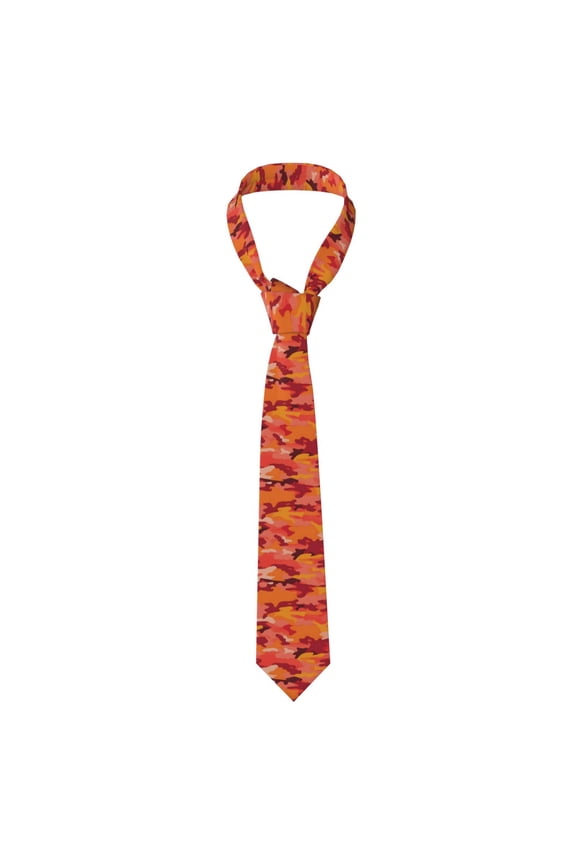 Men'S Tie 4.73.1in Is Not Easy To Deform And Fade Anti-Drift Button Design Is Easy To Take Care Of For Work Travel Daily Business Vector Camouflage Pattern Orange Red_1