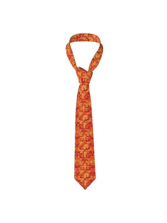 Men'S Tie 4.73.1in Is Not Easy To Deform And Fade Anti-Drift Button Design Is Easy To Take Care Of For Work Travel Daily Business Vector Camouflage Pattern Orange Red_2