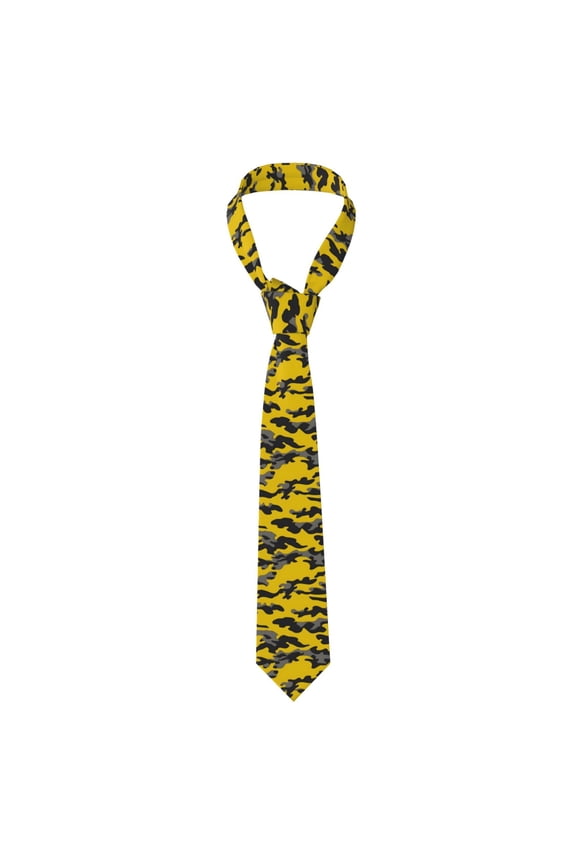 Men'S Tie 4.73.1in Is Not Easy To Deform And Fade Anti-Drift Button Design Is Easy To Take Care Of For Work Travel Daily Business Vector Camouflage Pattern Yellow_1