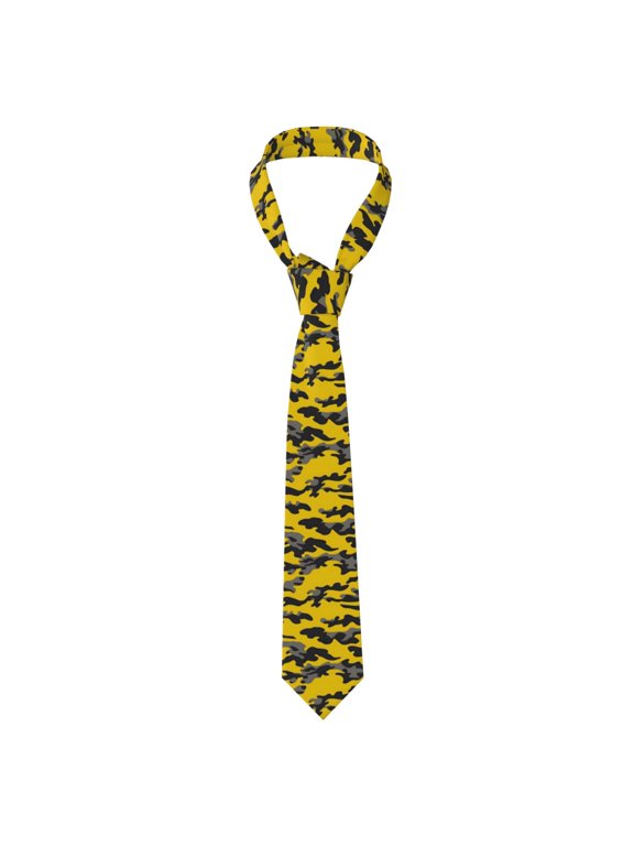 Men'S Tie 4.73.1in Is Not Easy To Deform And Fade Anti-Drift Button Design Is Easy To Take Care Of For Work Travel Daily Business Vector Camouflage Pattern Yellow_1