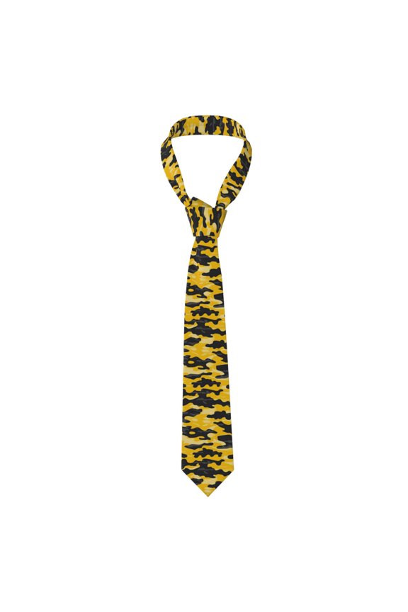 Men'S Tie 4.73.1in Is Not Easy To Deform And Fade Anti-Drift Button Design Is Easy To Take Care Of For Work Travel Daily Business Vector Camouflage Pattern Yellow_3