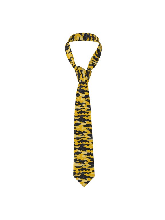 Men'S Tie 4.73.1in Is Not Easy To Deform And Fade Anti-Drift Button Design Is Easy To Take Care Of For Work Travel Daily Business Vector Camouflage Pattern Yellow_3