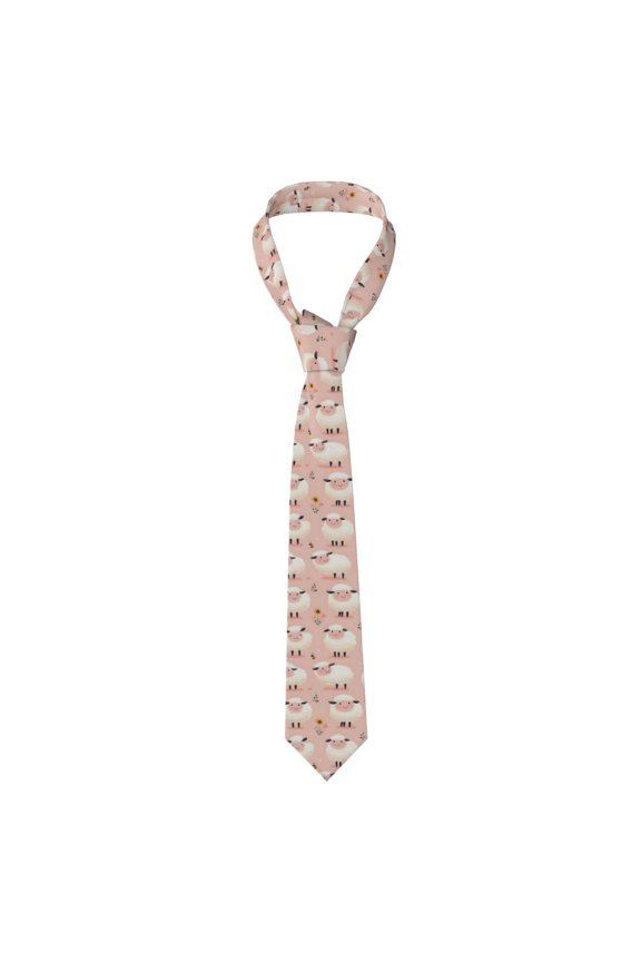 Men'S Tie 4.73.1in Is Not Easy To Deform And Fade Anti-Drift Button Design Is Easy To Take Care Of For Work Travel Daily Business Cartoon Sheep