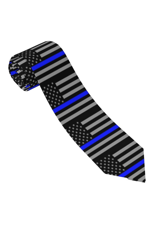 Men'S Tie Distressed Police Style Flag Print Polyester Necktie - One Size