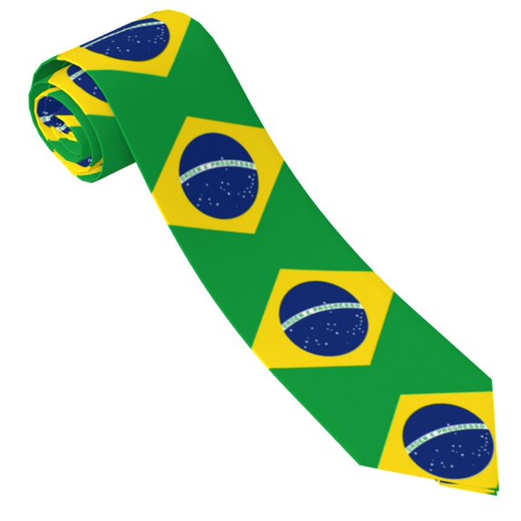 Men'S Tie Flag Of Brazil Print Polyester Necktie - One Size