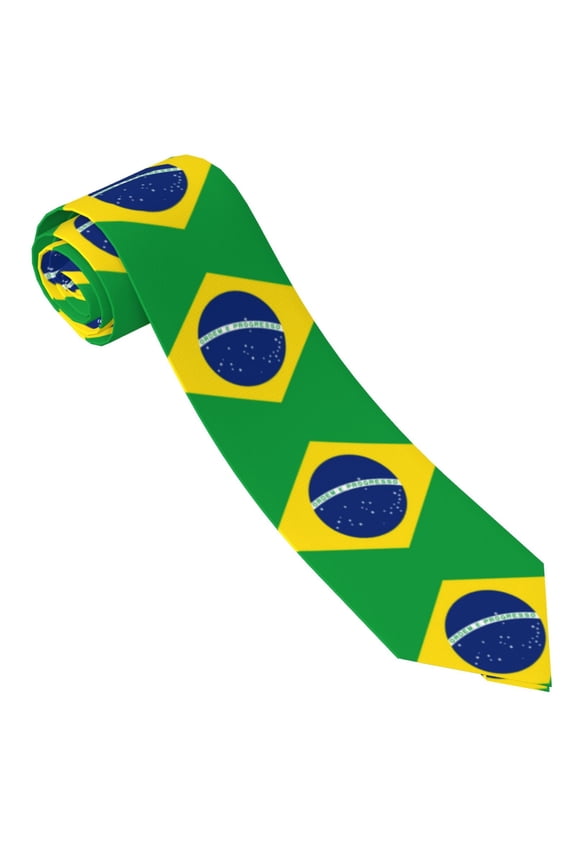 Men'S Tie Flag Of Brazil Print Polyester Necktie - One Size