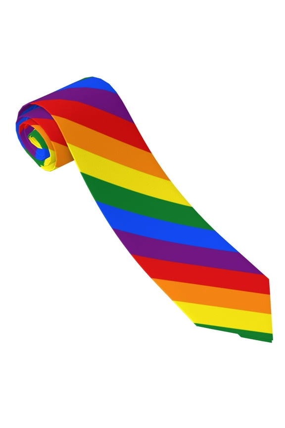Men'S Tie Gay Pride Flag Rainbow Print Polyester Necktie - One Size