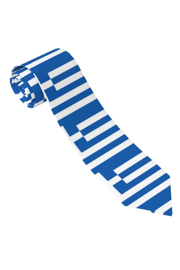 Men'S Tie Greek Flag Print Polyester Necktie - One Size